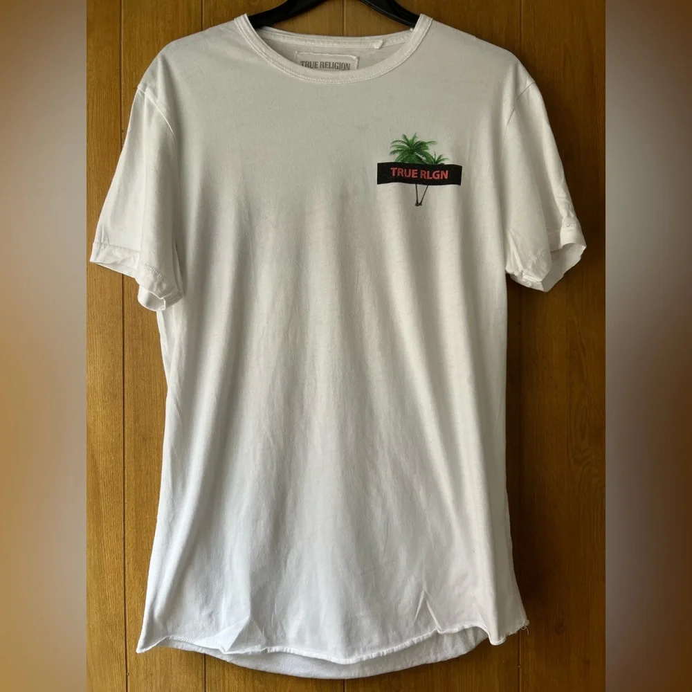 True Religion 100 % Cotton White Short Sleeve Tee Essential Size Medium